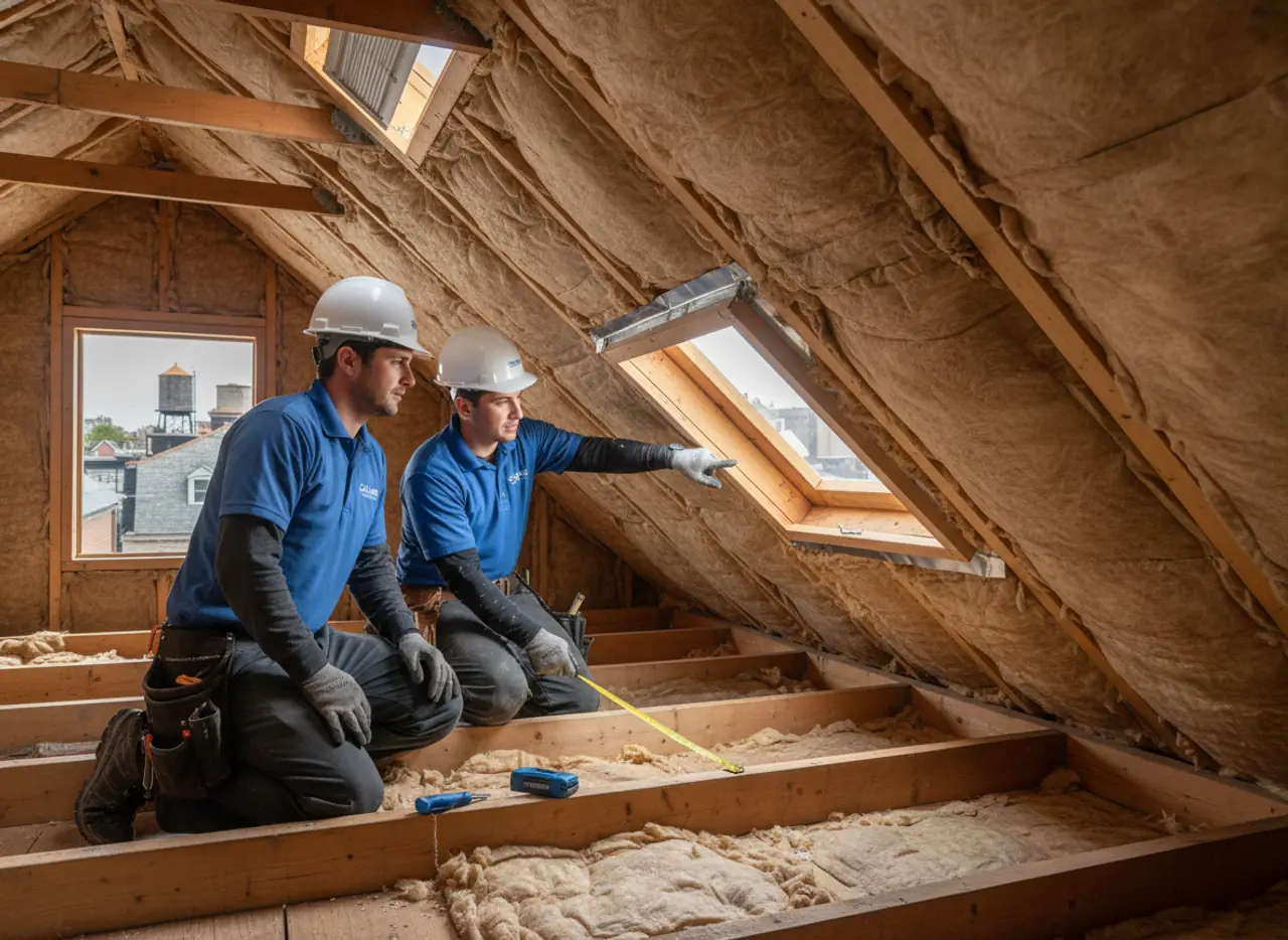 Close-up of a well-designed attic ventilation system with soffit vents and a properly sealed...