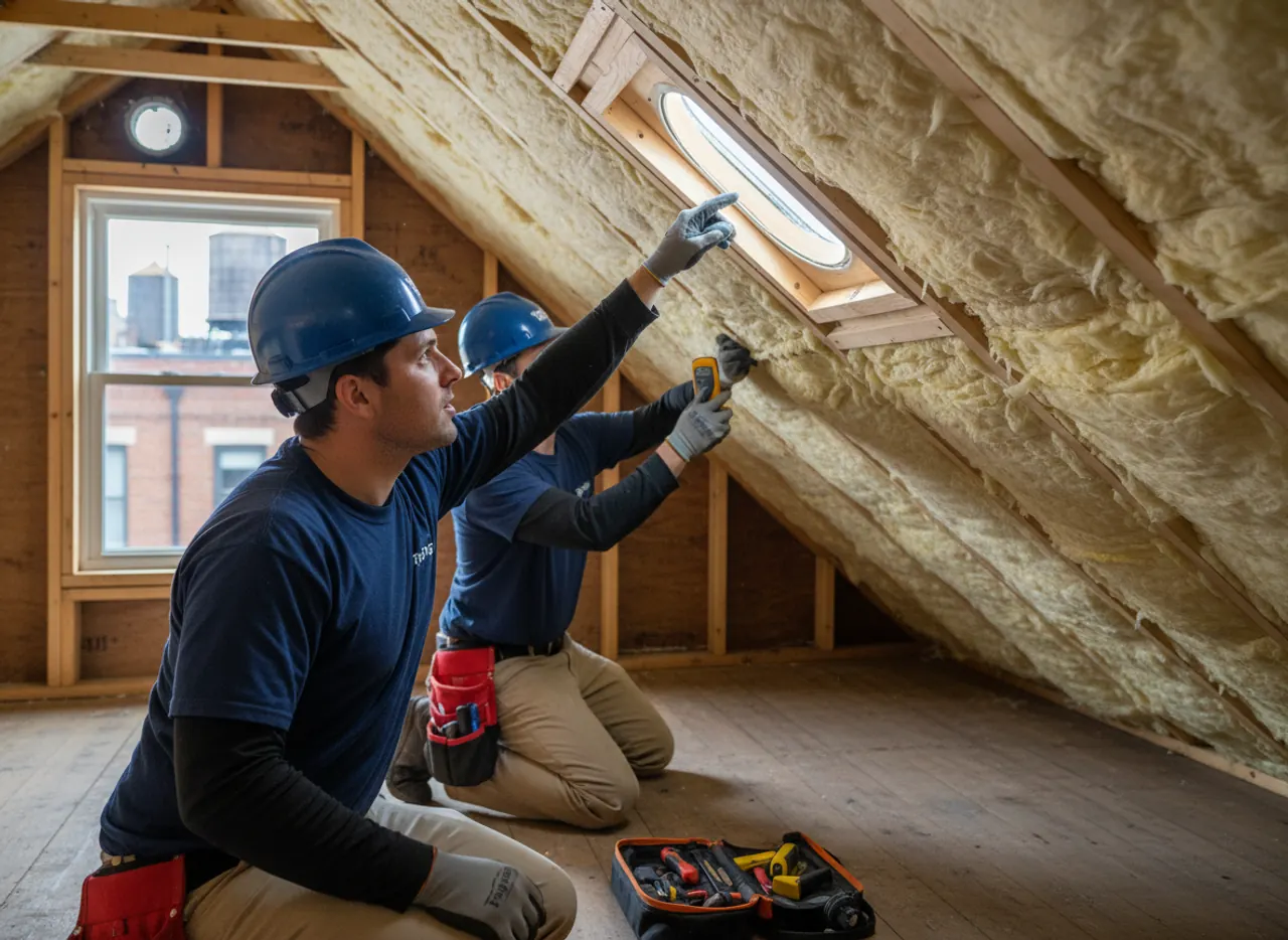 Attic space showing proper insulation and effective roof ventilation